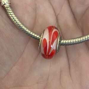 Authentic Pandora Auburn Swirl Murano Glass Bead Charm